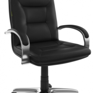 Chaise de Bureau Ergonomique Inclinable en Cuir Noir Leandro